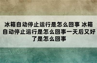 冰箱自动停止运行是怎么回事 冰箱自动停止运行是怎么回事一天后又好了是怎么回事